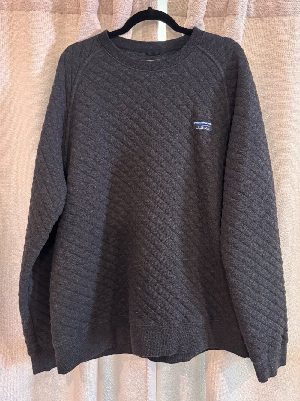 Like New Men's Gray L.L.Bean Quilted Crewneck Sweater/Sweatshirt — XL